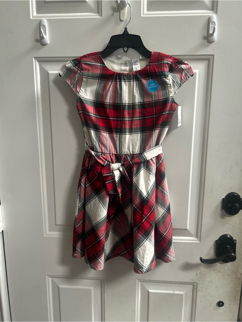 Carter's Red, White & Black Plaid Belted Girls Dress Sz 8-Holiday dress